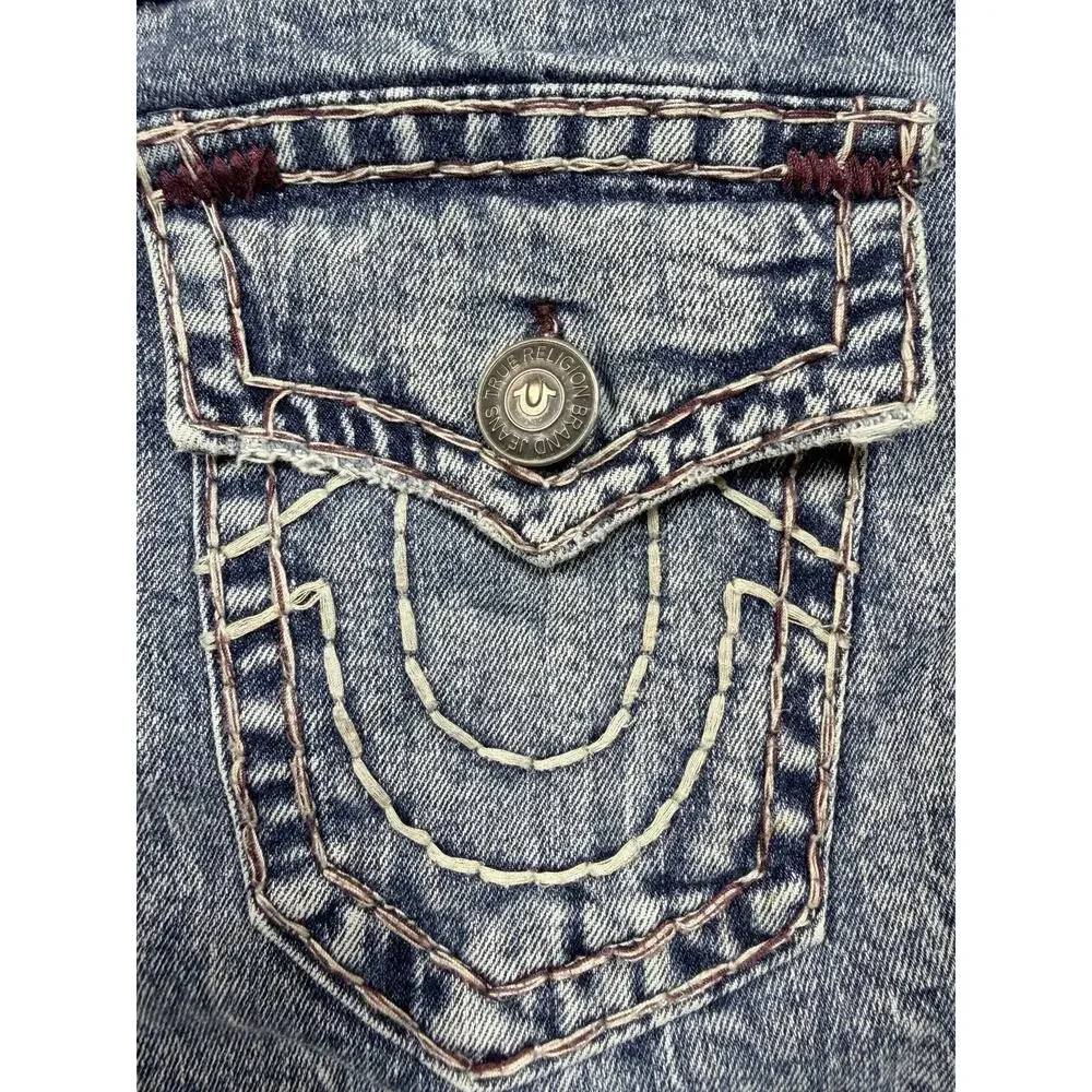 True Religion Ricky Flap Super T Acid Wash Jean Mens SZ 28 Blue Denim Y2K Grunge
